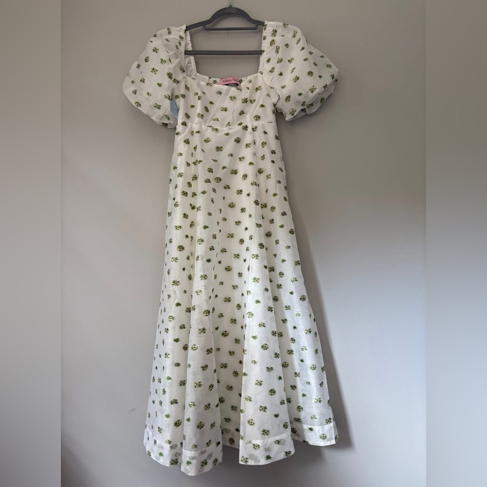 NWT Hill House-Organza Matilda Dress - Olive/Coral Floral Jacquard-Collectors Ed
